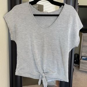 Striped Tie Front Tee